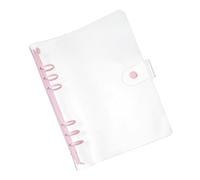 PATIKIL A5 Clear Binder Cover, Soft PVC Loose Leaf Binder Protector Refillable Notebook Shell with Snap Button Closure and 6 Rings for DIY Meeting Notebook Folder, Pink