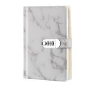PATIKIL A5 Diary with Lock, 1pcs Journal with Lock Cute Journaling Leather Notebook Journal 100 Pages Marble Diary with Pen Slot Card Slot for Women Men, Grey