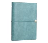 PATIKIL A5 Leather Binder Journal Cover, 6 Ring Refillable Binder Loose Leaf Notebook Protector with Elastic Closure No Paper for Work Meeting Notebook Folder, Sky Blue