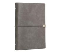 PATIKIL A5 Leather Binder Journal Cover, 6 Ring Refillable Binder Loose Leaf Notebook Protector with Elastic Closure No Paper for Work Meeting Notebook Folder, Gray