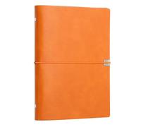 PATIKIL A5 Leather Binder Journal Cover, 6 Ring Refillable Binder Loose Leaf Notebook Protector with Elastic Closure No Paper for Work Meeting Notebook Folder, Orange
