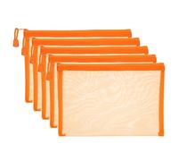 PATIKIL A5 Mesh Zipper Pouch Bags, 5 PCS Mesh Bags with Zipper Plastic Storage Pocket for Organizing File Beads Office Home Supplies, 18x25cm, Orange