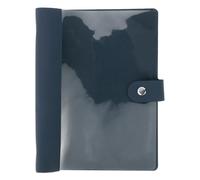 PATIKIL A5 PU Leather Binder Cover, 6 Round Ring Clear Soft PVC Binder Cover Loose Leaf Notebook Protector Refillable DIY for Planner Travel Journal Photocard Collection, Navy Blue