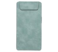 PATIKIL A5 PU Leather Clipboard, 4"x8" Business Magnetic Padfolio with Pen Holder Organizer Office Folder Writing Board, Cyan