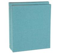 PATIKIL A5 Size 3 Ring Binder, 2Pcs 1 Inch Round Ring Durable Linen Hardcover Binder Folders for Documents Paper Recipe Photo Office, Sky Blue