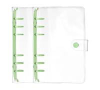 PATIKIL A6 6-Ring Binder Cover, 2Pcs Transparent PVC Notebook Binder Soft Clear Binder Protector Refillable Shell with Snap Button Closure for DIY Office Travel Planner, Green