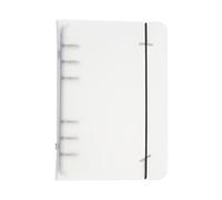 PATIKIL A6 Binder Cover, 1 Pcs PP 6 Ring Round Ring Binder Cover with Black Fixing Belt Metal Lock Loose Leaf Binder Protector Refillable Notebook for Meeting Folder, Matte White