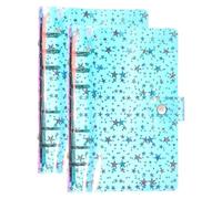 PATIKIL A6 Binder Cover, 2 Pcs Soft PVC 6-Ring Stars Pattern Refillable Notebook Shell with Snap Button Closure Loose-Leaf Journal Folders for DIY Meeting Notebook, Laser