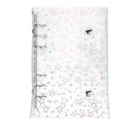 PATIKIL A6 Binder Cover, 6 Ring Glitter Stars Pattern Soft PVC Loose Leaf File Folder Notebook Shell Refillable Sheet Protector with 2 Snaps Button for Budget Planner, Silver Clip