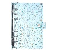 PATIKIL A6 Binder Cover, Soft PVC 6-Ring Stars Pattern Refillable Notebook Shell with Snap Button Closure Loose-Leaf Journal Folders for DIY Meeting Notebook, Blue