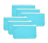 PATIKIL A6 Binder Pocket, 6 Pack 6 Holes Zipper Binder Pouch Budget Stuffing Envelopes Clear Storage Pocket Waterproof for Budget Planning Loose Leaf Bags, Transparent Zip/Blue Pouch