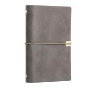 PATIKIL A6 Leather Binder Journal Cover, 6 Ring Refillable Binder Loose Leaf Notebook Protector with Elastic Closure No Paper for Work Meeting Notebook Folder, Gray