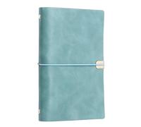PATIKIL A6 Leather Binder Journal Cover, 6 Ring Refillable Binder Loose Leaf Notebook Protector with Elastic Closure No Paper for Work Meeting Notebook Folder, Sky Blue