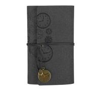 PATIKIL A6 PU Leather Notebook, Refillable 160 Pages Thick Paper Travel Notebook Vintage Writing Journaling Work Note Book with 4 Different Pages for Office Gear Design, Dark Black