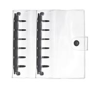 PATIKIL A7 6-Ring Binder Cover, 2Pcs Transparent PVC Notebook Binder Soft Clear Binder Protector Refillable Shell with Snap Button Closure for DIY Office Travel Planner, Black