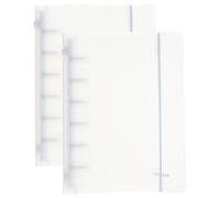 PATIKIL A7 Binder Cover, 2 Pcs PP 6 Ring Round Ring Binder Cover with White Fixing Belt Metal Lock Loose Leaf Binder Protector Refillable Notebook for Meeting Folder, Matte White