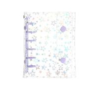 PATIKIL A7 Binder Cover, 6 Ring Glitter Stars Pattern Soft PVC Loose Leaf File Folder Notebook Shell Refillable Sheet Protector with 2 Snaps Button for Budget Planner, Purple Clip