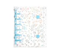 PATIKIL A7 Binder Cover, 6 Ring Glitter Stars Pattern Soft PVC Loose Leaf File Folder Notebook Shell Refillable Sheet Protector with 2 Snaps Button for Budget Planner, Blue Clip