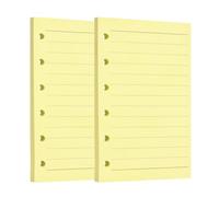 PATIKIL A7 Binder Ruled Refill Paper, 120 Sheets/240 Pages Loose Leaf Papers 6 Hole Planner Refills Inserts for 6 Ring Refillable Binders Notebook Filler Insert Diary Journals, Yellow