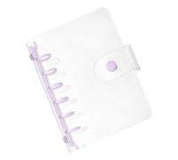 PATIKIL A7 Clear Binder Cover, Soft PVC Loose Leaf Binder Protector Refillable Notebook Shell with Snap Button Closure and 6 Rings for DIY Meeting Notebook Folder, Purple