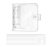 PATIKIL A8 Mini 3-Ring Binder Cover, Transparent PP Notebook Binder Soft Pocket Binder with Inner Pockets Snap Button Closure Refillable Folder for DIY Office Travel Planner, White