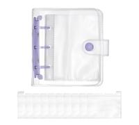 PATIKIL A8 Mini 3-Ring Binder Cover, Transparent PP Notebook Binder Soft Pocket Binder with Inner Pockets Snap Button Closure Refillable Folder for DIY Office Travel Planner, Purple