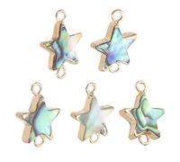PATIKIL Abalone Shell Charm, 5 Pcs Double Hole Star Paua Shell Pendant 12mm Sea Abalone Shell Decorations for Necklace DIY Ocean Jewelry Making, Mix Colors