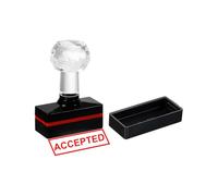 PATIKIL Accepted Stamp Self Inking, Red Ink Office Stamps Pre Inked Message Stamp Refillable Business Stamp, Black