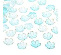 PATIKIL Acrylic Flower Beads, 100 Pcs 18mm Gold-Plated Gradient Cherry Blossom Floral Spacer Beads for Bracelets, Earrings, Necklaces, Jewelry Making and DIY Crafts, Blue Gradient