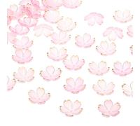PATIKIL Acrylic Flower Beads, 100 Pcs 18mm Gold-Plated Gradient Cherry Blossom Floral Spacer Beads for Bracelets, Earrings, Necklaces, Jewelry Making and DIY Crafts, Pink Gradient