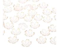 PATIKIL Acrylic Flower Beads, 50 Pcs 18mm Gold-Plated Gradient Cherry Blossom Floral Spacer Beads for Bracelets, Earrings, Necklaces, Jewelry Making and DIY Crafts, White