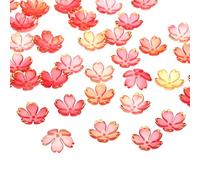 PATIKIL Acrylic Flower Beads, 50 Pcs 18mm Gold-Plated Gradient Cherry Blossom Floral Spacer Beads for Bracelets, Earrings, Necklaces, Jewelry Making and DIY Crafts, Red-Yellow Gradient