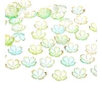 PATIKIL Acrylic Flower Beads, 50 Pcs 18mm Gold-Plated Gradient Cherry Blossom Floral Spacer Beads for Bracelets, Earrings, Necklaces, Jewelry Making and DIY Crafts, Blue-Green Gradient