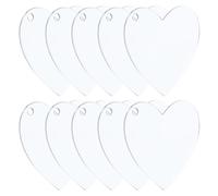 PATIKIL Acrylic Hearts Discs, 10 Pack Plastic Clear Blank Christmas Tree Ornament Keychain Transparent Pendant Hanging Decoration for Custom DIY 50x45x1mm