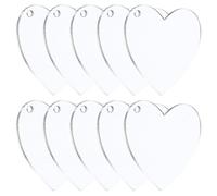 PATIKIL Acrylic Hearts Discs, 10 Pack Plastic Clear Blank Christmas Tree Ornament Keychain Transparent Pendant Hanging Decoration for Custom DIY 50x46x2mm