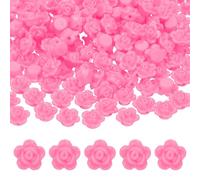 PATIKIL Acrylic Rose Flower Beads, 200 Pcs Flat Back Rose Flower Loose Spacer Beads Charm Colorful Floral Beading with 2mm Hole for DIY Craft Making Necklace Bracelet, Dark Pink