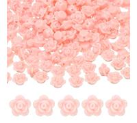 PATIKIL Acrylic Rose Flower Beads, 200 Pcs Flat Back Rose Flower Loose Spacer Beads Charm Colorful Floral Beading with 2mm Hole for DIY Craft Making Necklace Bracelet, Peach Pink