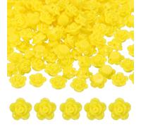 PATIKIL Acrylic Rose Flower Beads, 200 Pcs Flat Back Rose Flower Loose Spacer Beads Charm Colorful Floral Beading with 2mm Hole for DIY Craft Making Necklace Bracelet, Lemon Yellow