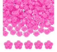 PATIKIL Acrylic Rose Flower Beads, 200 Pcs Flat Back Rose Flower Loose Spacer Beads Charm Colorful Floral Beading with 2mm Hole for DIY Craft Making Necklace Bracelet, Deep Pink