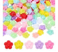 PATIKIL Acrylic Rose Flower Beads, 50 Pcs Flat Back Rose Flower Loose Spacer Beads Charm Colorful Floral Beading with 2mm Hole for DIY Craft Making Necklace Bracelet, Mixed Colors