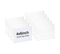 PATIKIL Acrylic Sign Holder, 4x6inch 9 Pack l Shape Display Stand Plastic Paper Picture Frame Menu Number Holder for Wedding Restaurant Office Store Home Use