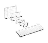 PATIKIL Acrylic Stamp Block, 6Pcs Clear Stamping Block with Grid Lines Set Decorative Mounting Blocks Square Rectangle for Scrapbooking DIY Crafts Card Making