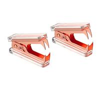 PATIKIL Acrylic Staple Remover, 2 Pack Portable Lockable Jaw Style Staple Puller Removal Tools with Plastic Box for Home Office Desktop, Rose Gold