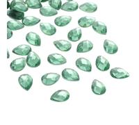 PATIKIL Acrylic Teardrop Gems, 50 Pcs 14x10mm Flat Back Teardrop Rhinestones Plastic Gems for Jewelry Making DIY Craft, Green