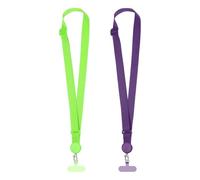 PATIKIL Adjustable Phone Lanyard, 2 Pack Polyester Crossbody Phone Strap Universal Cellphone Lanyard with Patch Neck Strip for Most Smartphones, Fluorescent Green/Dark Purple