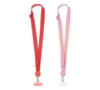 PATIKIL Adjustable Phone Lanyard, 2 Pack Polyester Crossbody Phone Strap Universal Cellphone Lanyard with Patch Neck Strip for Most Smartphones, Pink/Red