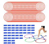PATIKIL Agility Rings, 48Pcs Speed Training Rings 6 Colors Plastic Exercise Speed Circle Jumping Hoops for Gymnastic Sport Soccer Practice Game(Red, 38 cm)