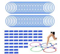 PATIKIL Agility Rings, 48Pcs Speed Training Rings 6 Colors Plastic Exercise Speed Circle Jumping Hoops for Gymnastic Sport Soccer Practice Game(Blue, 38 cm)