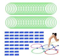 PATIKIL Agility Rings, 48Pcs Speed Training Rings 6 Colors Plastic Exercise Speed Circle Jumping Hoops for Gymnastic Sport Soccer Practice Game(Green, 38 cm)