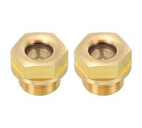 PATIKIL Air Compressor Oil Sight Glass, 2 Pack G 3/8" Male Thread Brass Oil Liquid Level Gauge Air Compressor Parts with O-Ring